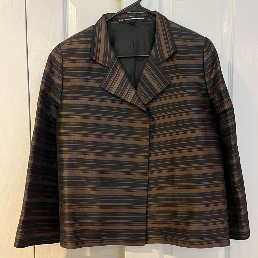 Ellen Tracy Black and Brown Striped silk jacket